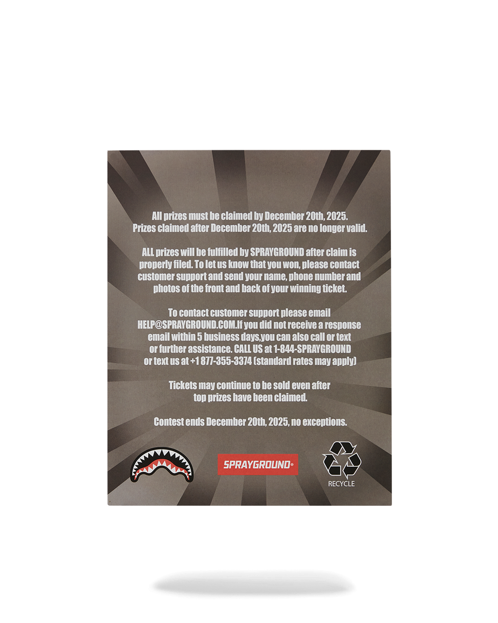 SPRAYGROUND SCRATCH OFF PLAYING CARD - WIN A BACKPACK, MONEYBEAR OR LUGGAGE!